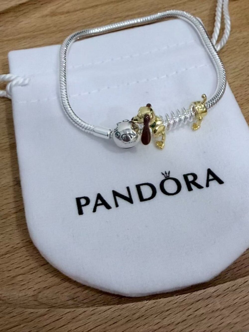 Pandora Silver Bracelet With Puppy Dog Charms